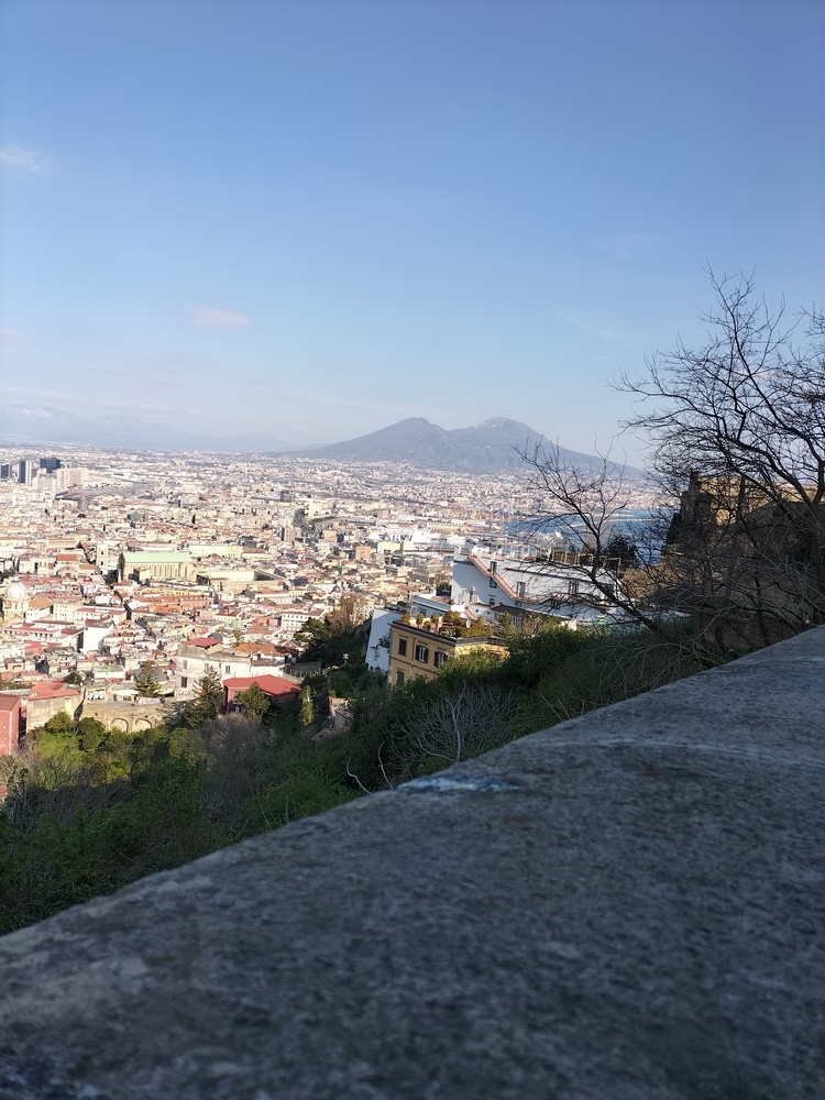 NAPOLI- La foto, scattata dalla terrazza panoramica del Vomero, ritrae tutta la città e sullo sfondo il Vesuvio. 
