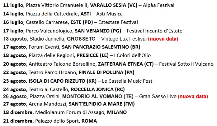 Fabrizio Moro - date del tour