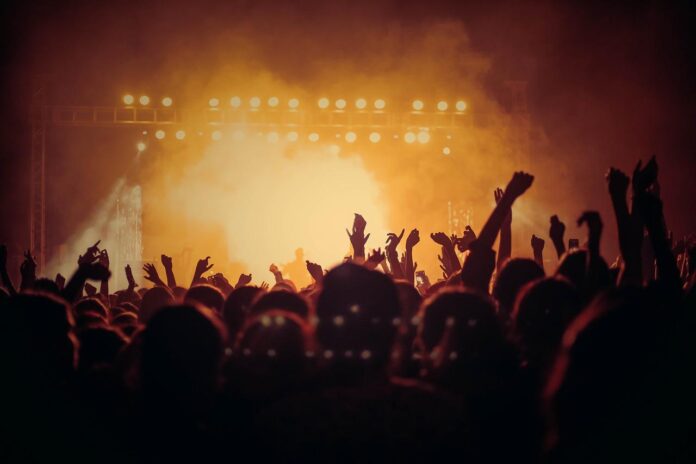 apolide festival - luci colorate e pubblico con le braccia alzate durante un concerto