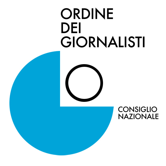 logo dell'rdine nazionale giornalisti blu cerchio con spicchio bianco e cerchio nero