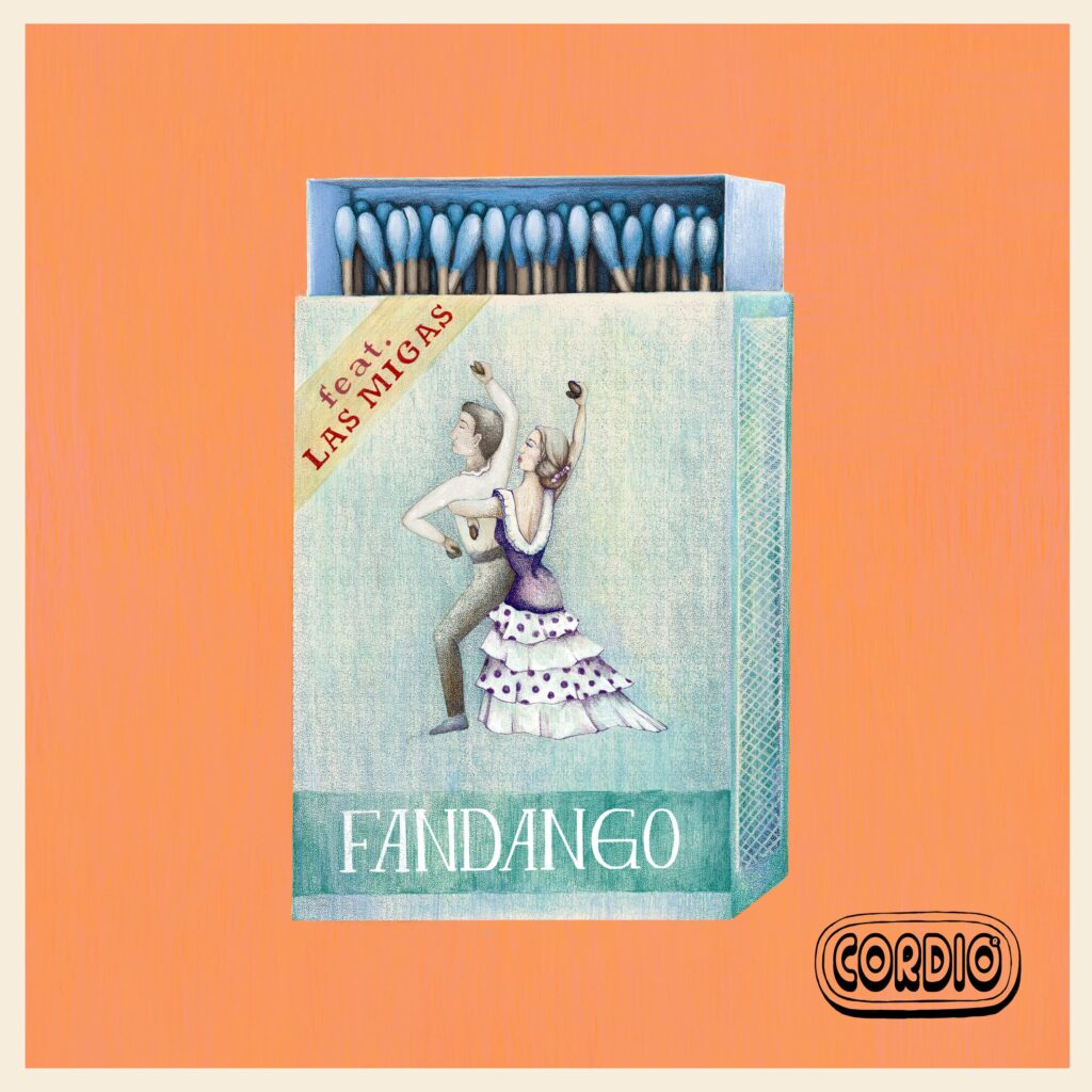 fandango - la copertina del singolo di cordio, che raffigura una scatola di fiammiferi con sopra disegnata una ballerina in abiti spagnoleggianti