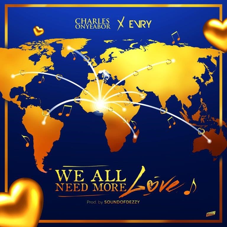 we all need more love - la copertina del singolo di Charles Onyeabor che raffigura una carta geografica dorata