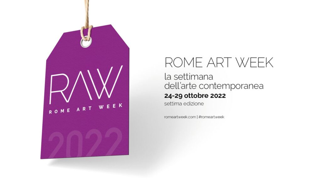 Roma Art week - il logo rappresentato da un cartellino come quello dei prezzi, viola 