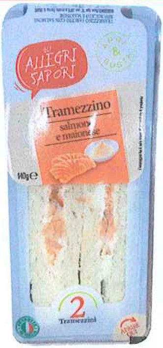 wurstel  intossicazione  - maionese tramezzini al salmone - nella foto una confezione di tramezzini al salmone 