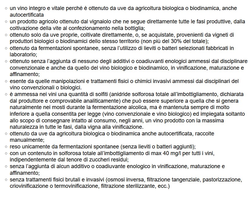 Vignaioli Artigianali naturali - Carta degli Intenti disegnata dalla VAN