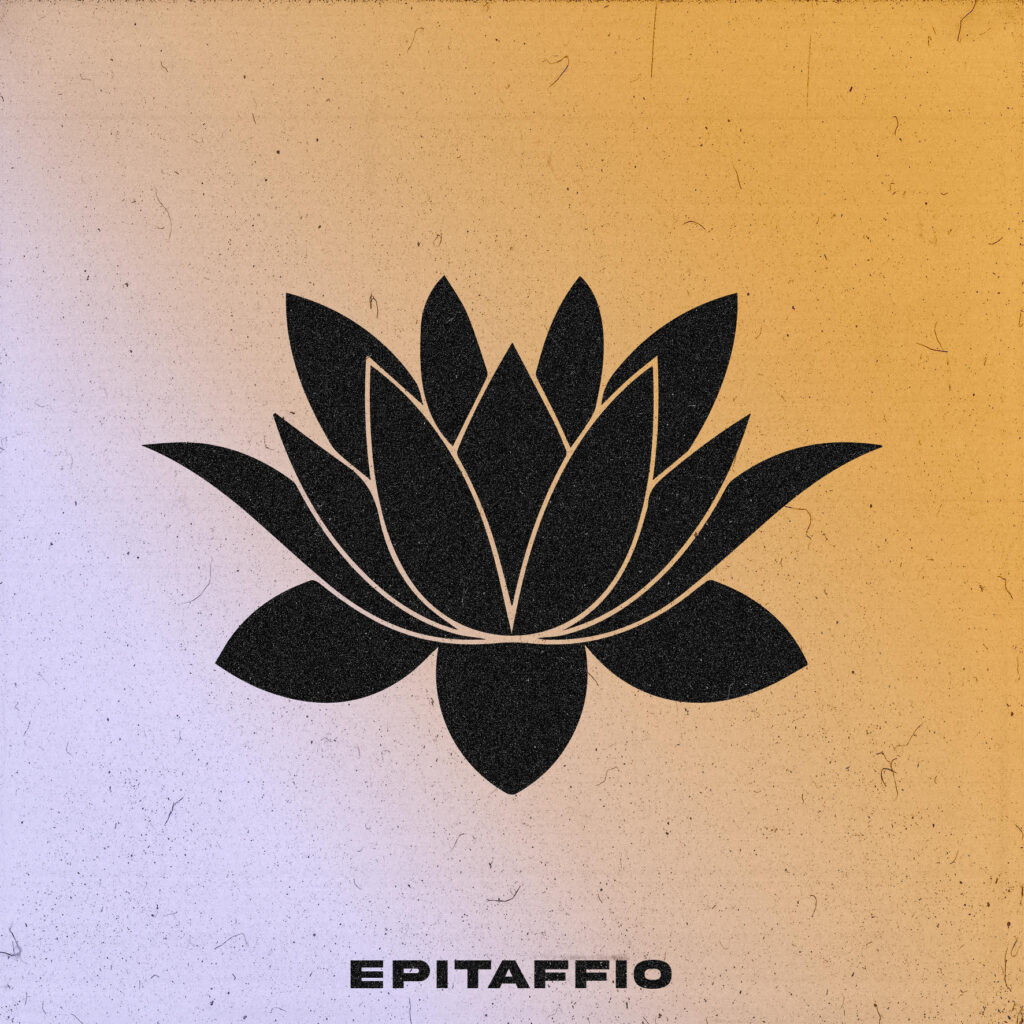 epitaffio - la copertina del singolo di moseè santamaria, che raffigura il disegno di un fiore nero su sfondo ocra