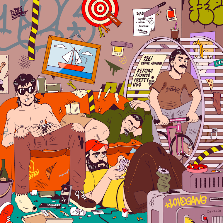 lovegang126 - laa copertina del singolo cattive abitudini - un artwork che raffigura i rapper in una stanza