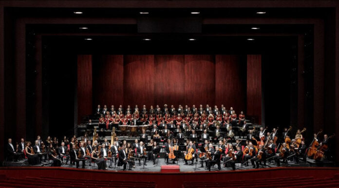 orchestra e coro teatro regio torino vista dal palco durante un concerto