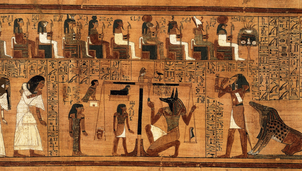 papiro con disegni realtivi alla pesatura