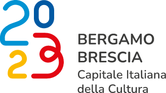 logo di bergamo brescia 2023 azzurro arancione e rosso