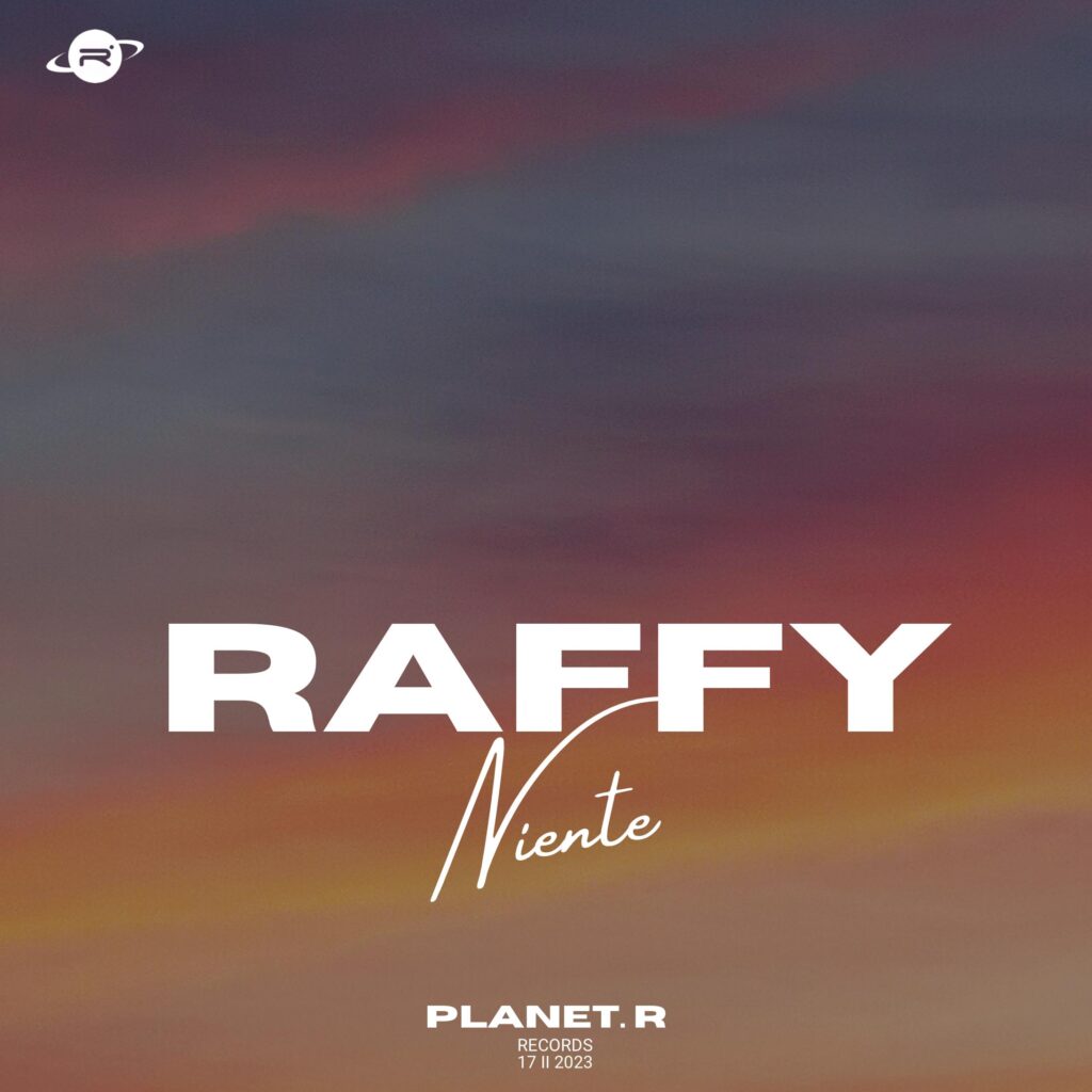 niente - la copertina del nuovo singolo di raffy, che raffigura un cielo di diversi colori con la scritta in basso