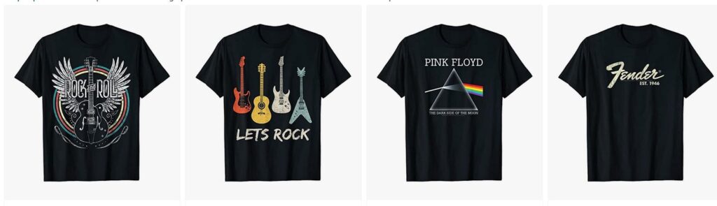 Papà boomer - t shirt nere con stampe diverse, dalla chitarra a l triangolo dei pink floyd