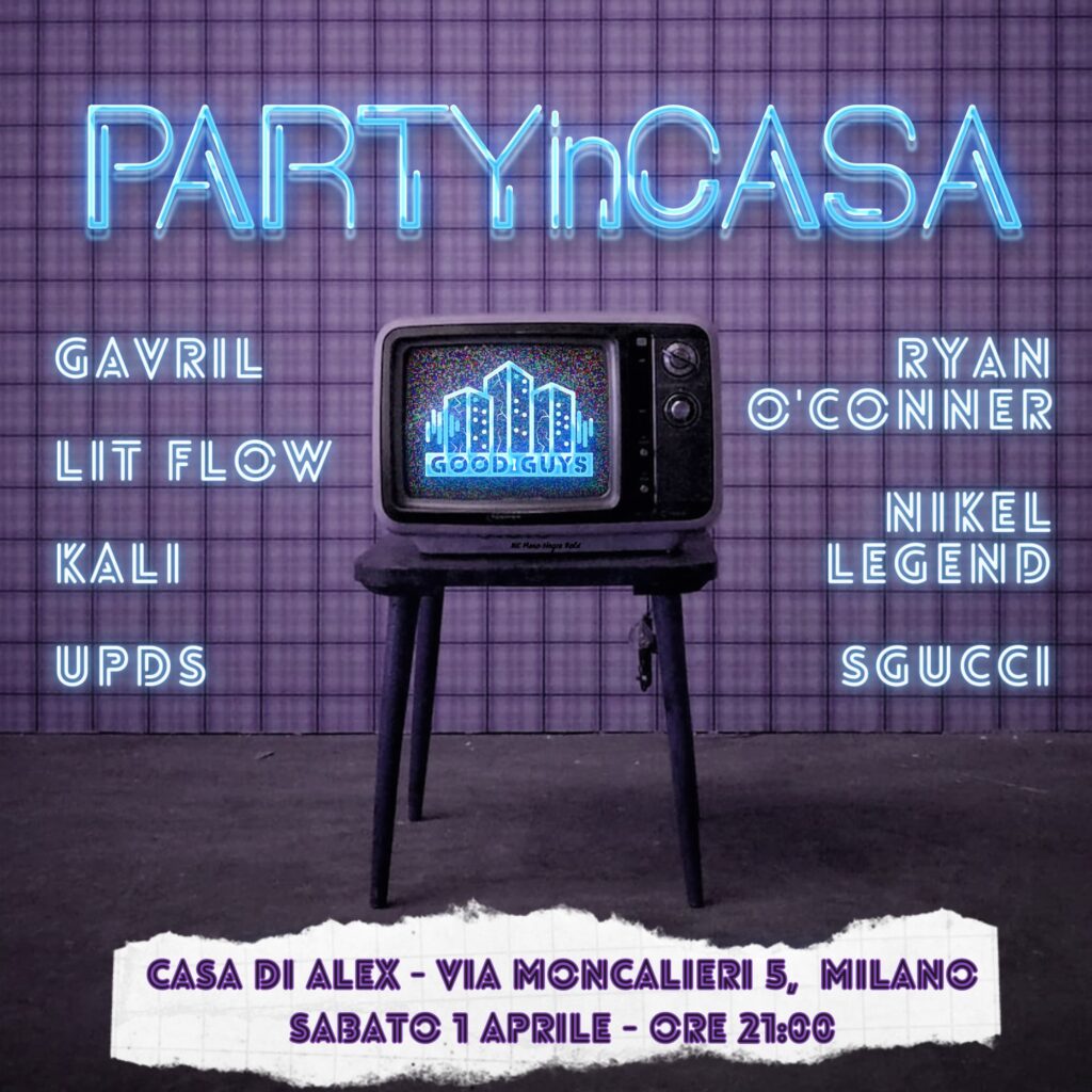 partincasa - la locandina della serata rap a milano