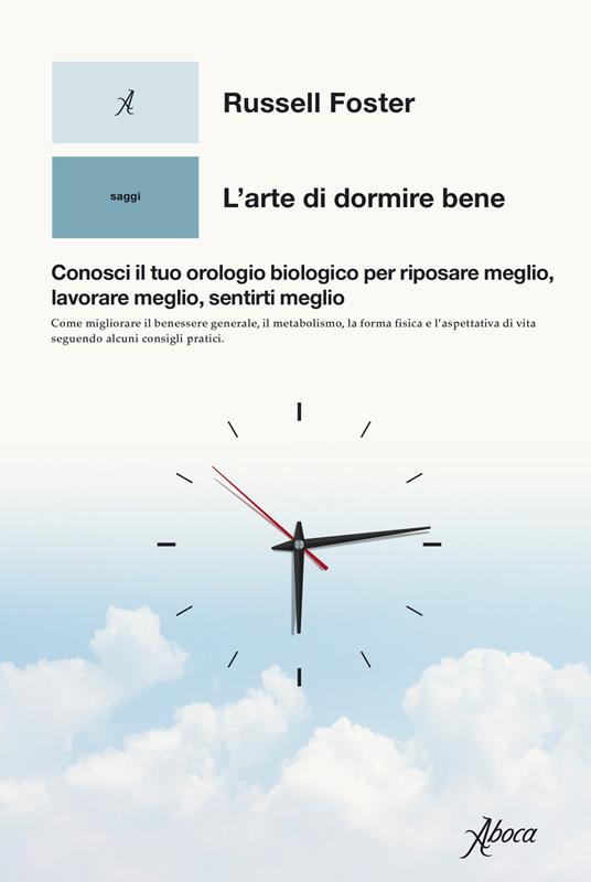 copertina del libro l'arte d dormire bene un orologio su sfondo cielo