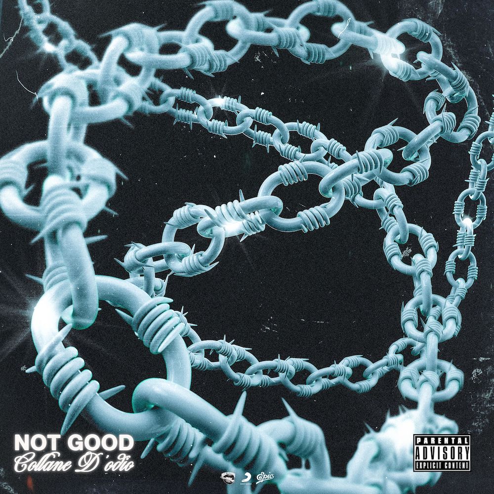 collane d'odio - la copertina del nuovo singolo di not good, che raffigura una collana, con del filo spinato attorno 