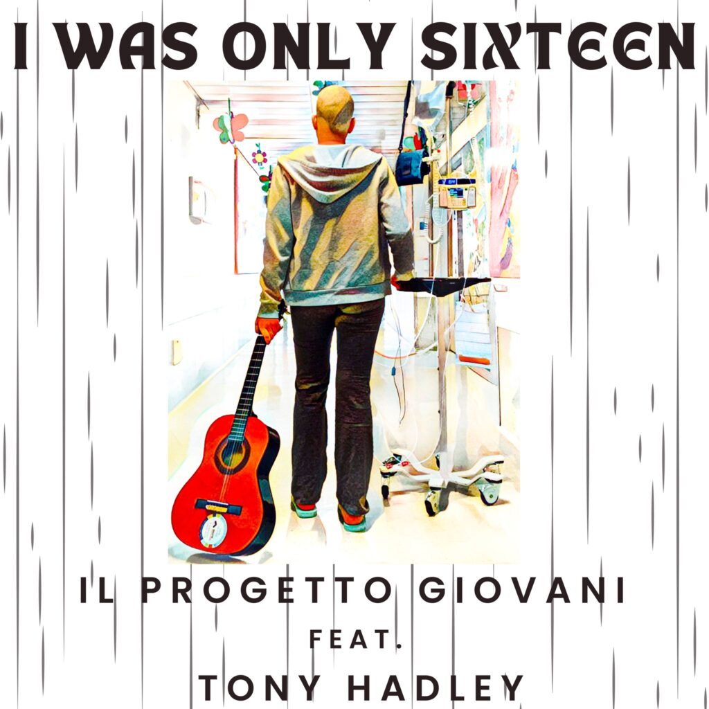 giovani centro tumori i was only sixteen - la copertina del singolo che raffigura il disegno di un ragazzo di spalle con una chitarra in mano