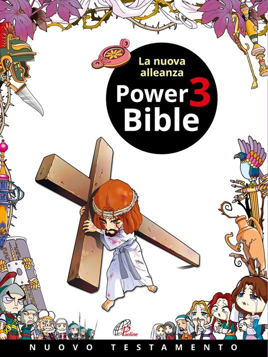 copertina di power bible 3 gesu con la croce in versione manga