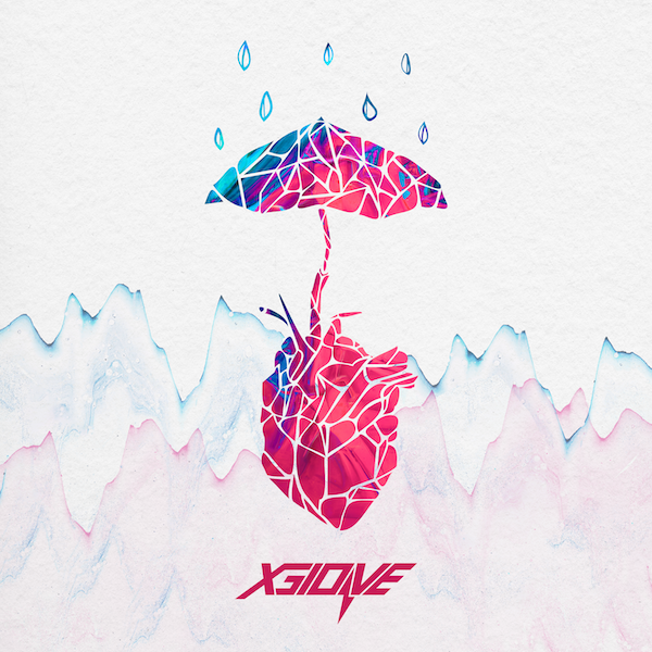 il cuore sul cortile - la copertina del singolo dei XGiove, che raffigura il disegno di un cuore stilizzato, con una vena che si trasforma in ombrello