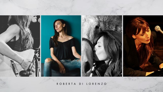 roberta di lorenzo - un collage di immagini in bianco e enero e a colori della cantautrice