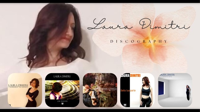 laura dimitri in un collage di immagini relative alle copertine dei suoi album