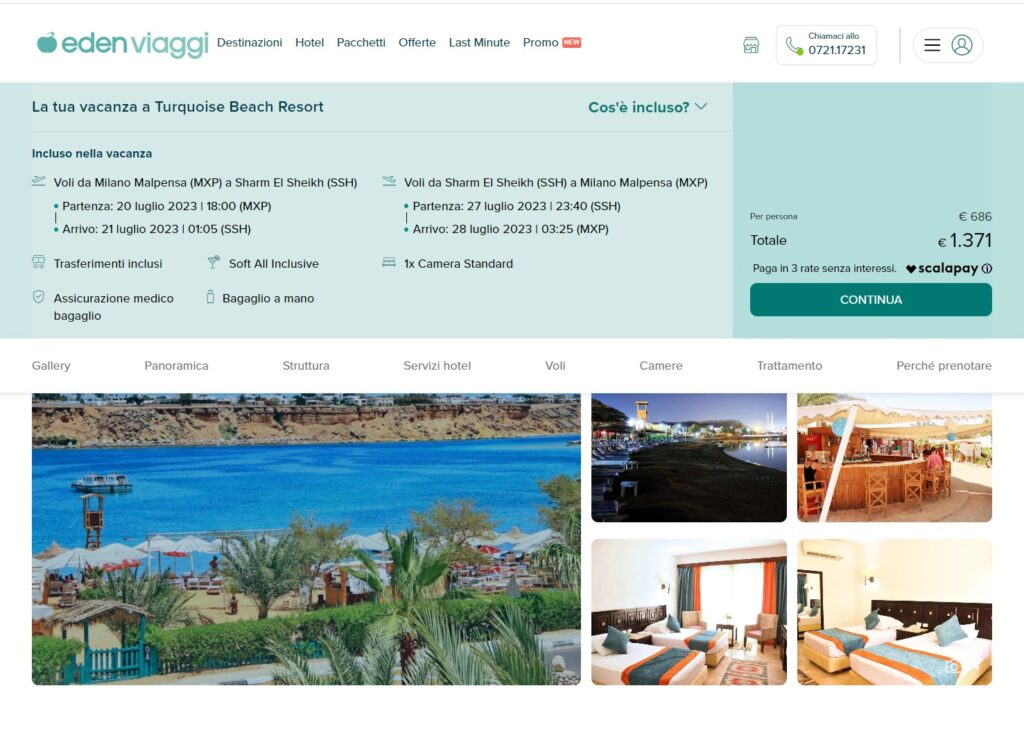 sharm el sheikh simulazione di prenotazione soggiorno