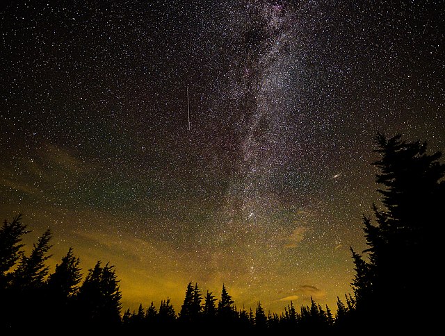 pioggia di perseidi in una notte in Virginia