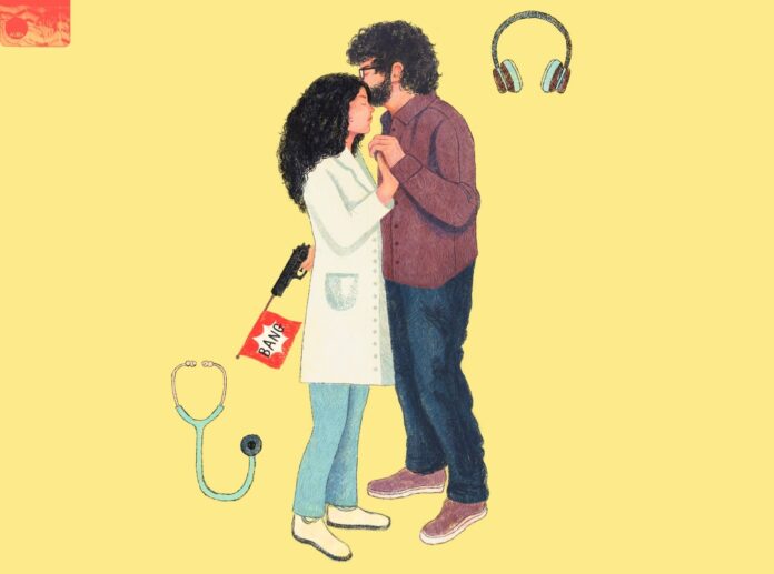 carlo corallo - la copertina del nuovo singolo che raffigura il disegno di un uomo e di una donna col camice da medico, intenti a ballare
