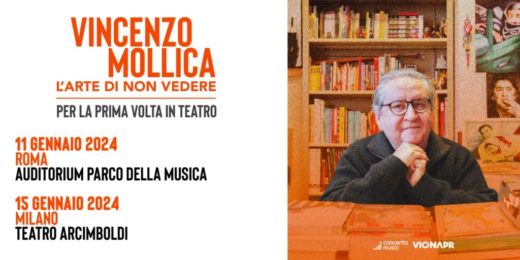 vincenzo mollica - la locandina dei due eventi di roma e milano