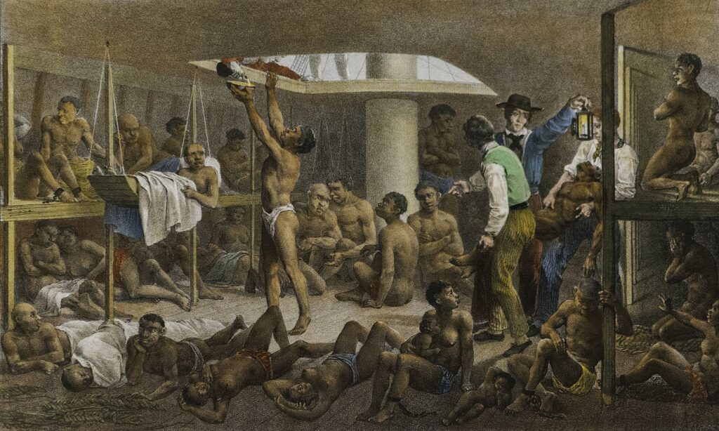 rappresentazione di ;Johann Moritz Rugendas un carico di schiavi dei primi dell'Ottocento - licenza CC