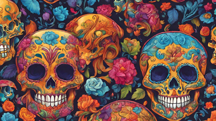 calaveras colorate immagine generata da intelligenza artificiale