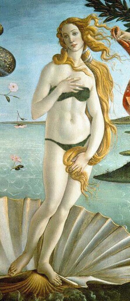 Venere del botticelli scherzosamente sottoposta a censura licenza immagine CC