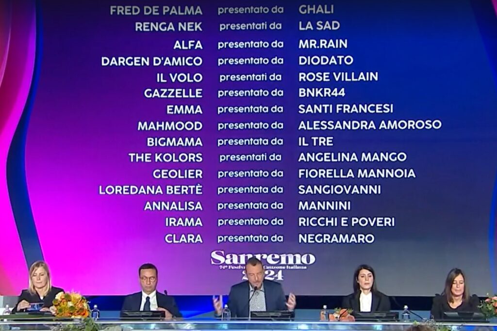 sanremo 2024 seconda serata - il programma delle canzoni e dei cantanti in gara