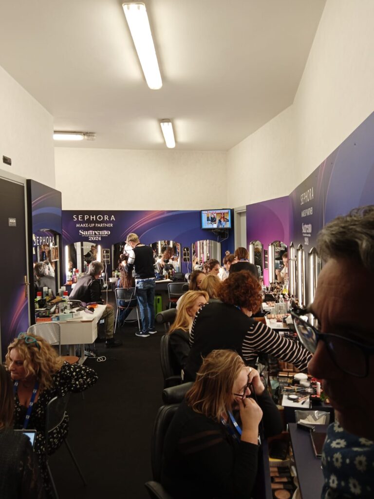 ariston backstage, la sala trucco