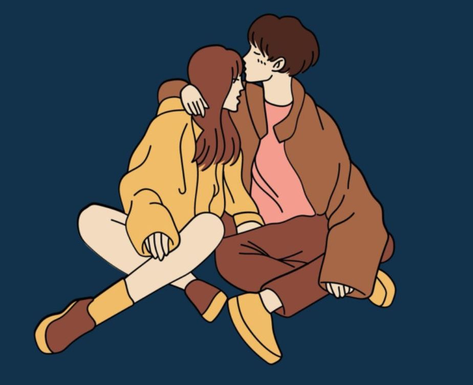 alessandro casalis - la copertina del nuovo singolo che raffigura il disegno di due ragazzi seduti a gambe incrociate, intenti a baciarsi
