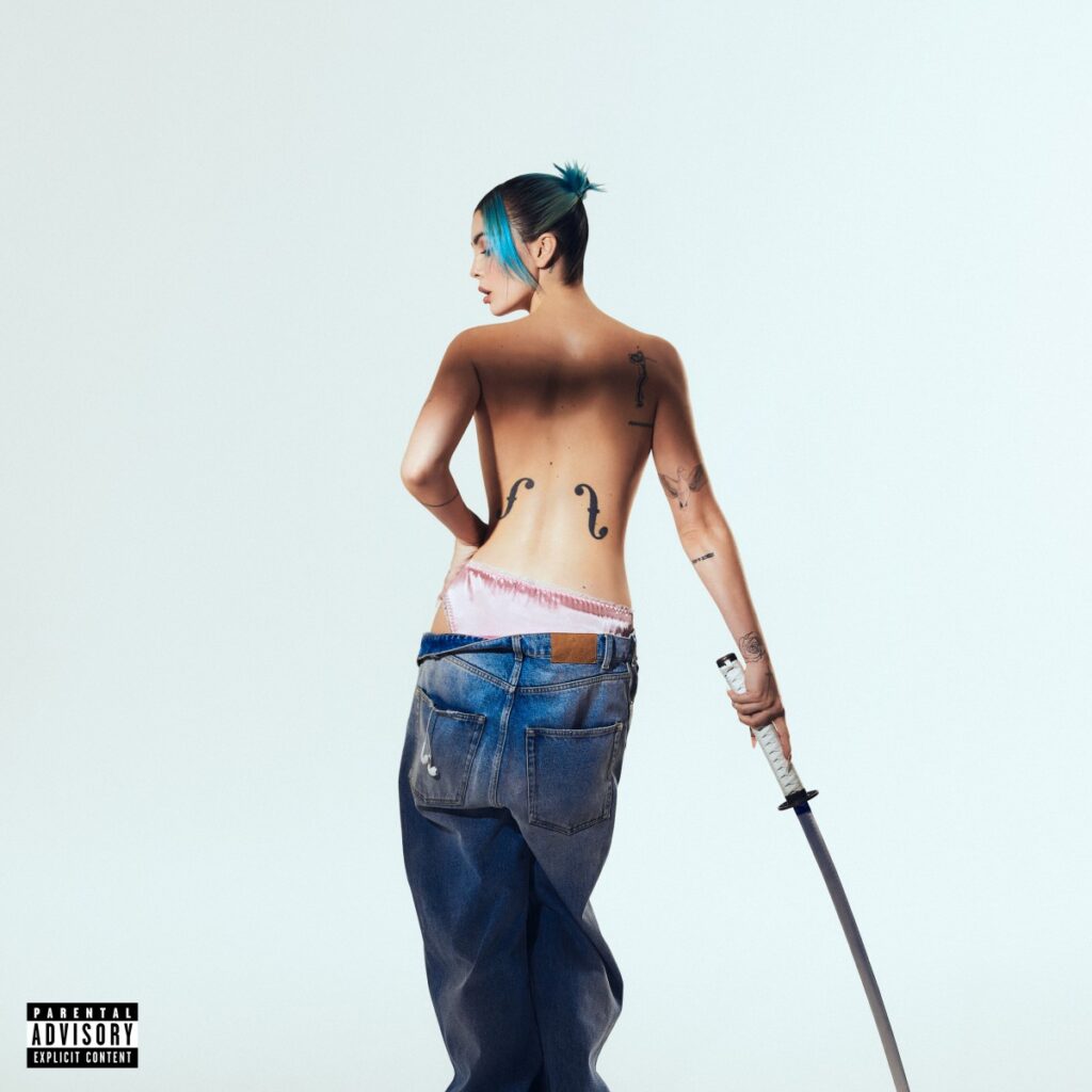 rose villain - la copertina del nuovo album, che la vede di spalle, con la schiena nuda e i jeans abbassati in vita