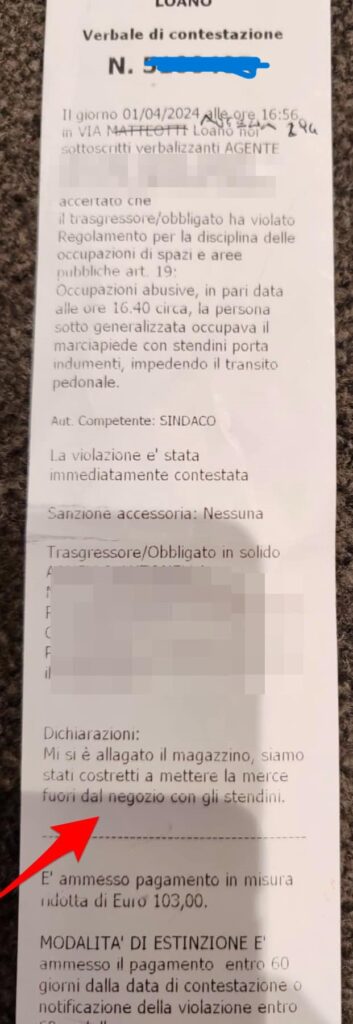 multa dei vigili