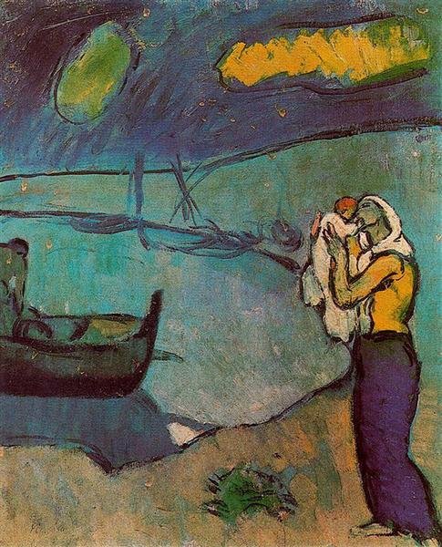 madre e figlio sulla riva dipinto di picasso wikiart pubblico dominio americano