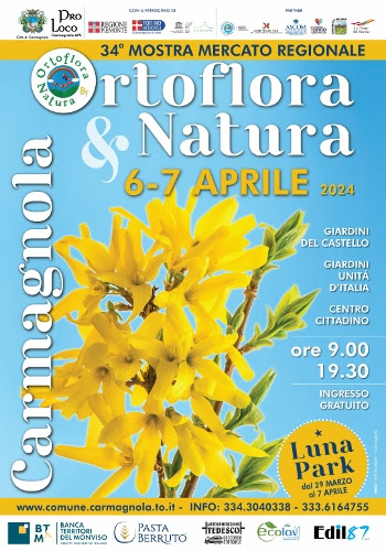 Ortoflora e natura 34ma edizione - la locandina con dei fiori gialli su sfondo blu