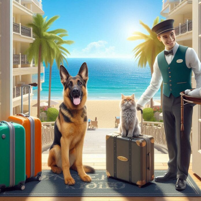 un cane e un gatto accolti in un hotel pet friendly