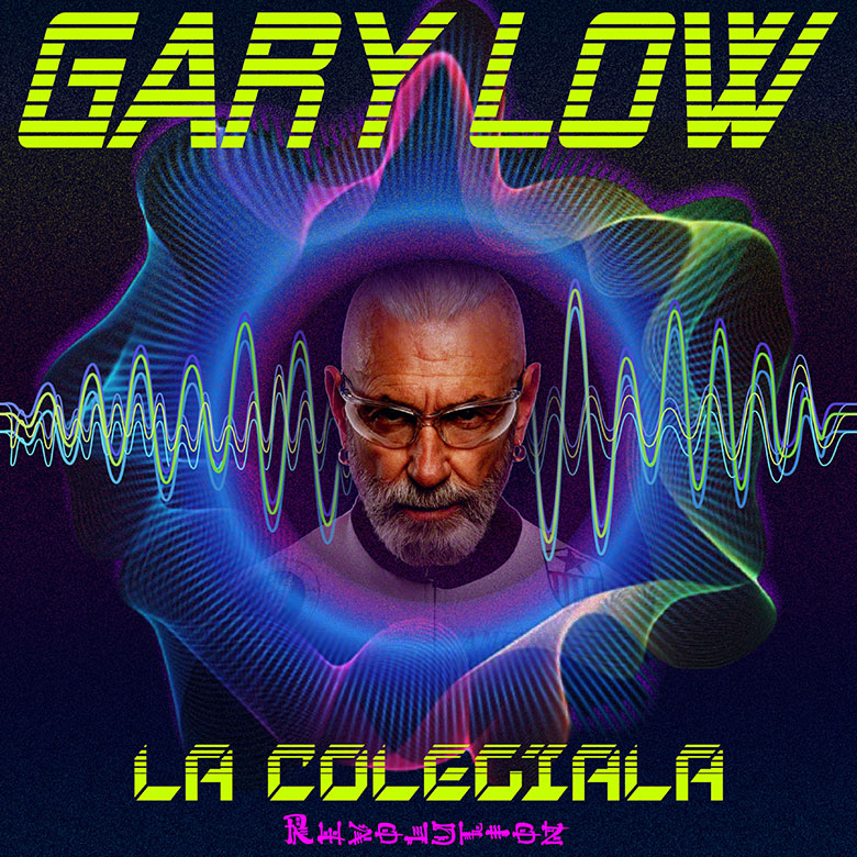 la colegiala revolution - la copertina del nuovo singolo di gary low che lo vede in primo piano circondato da trame che ricordano le scariche elettriche