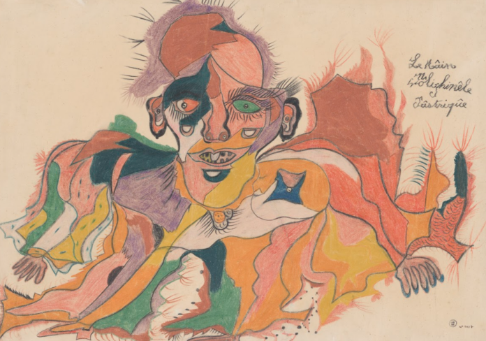 Gaston Dufour Le nâin pôlichinê pastriqûe Anno: tra 1950 e 1956 Tecnica: Matite colorate su carta Collection de l'Art Brut, Losanna