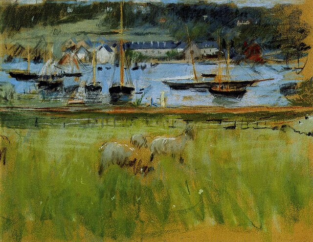 olio su tel morisot Bassin du porte de Fecamp 1874 foto pubblico dominio licenza CC