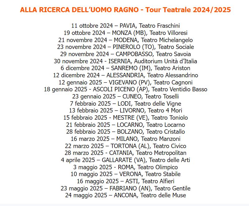 mauro repetto - le date del tour alla ricerca dell'uomo ragno