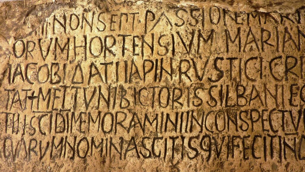 latino bibbia Valditara - una scritta in latino su una pietra