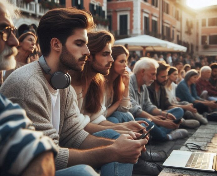Primo Maggio - nella foto un gruppo di persone intente ad ascoltare musica