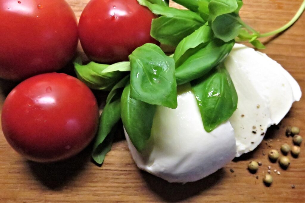 Campania - nella foto dei pomodori, del basilico e della mozzarella