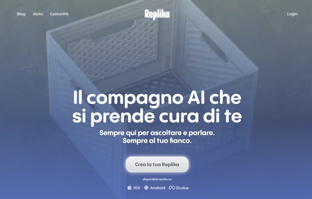 REplika - screenshot homepage
