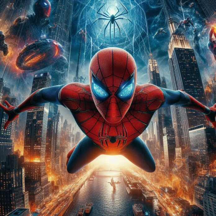 spider-man in una immagine generata con Bing IA - uomo ragno