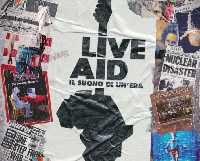 live aid - un particolare della copertina del libro di gabriele medeot