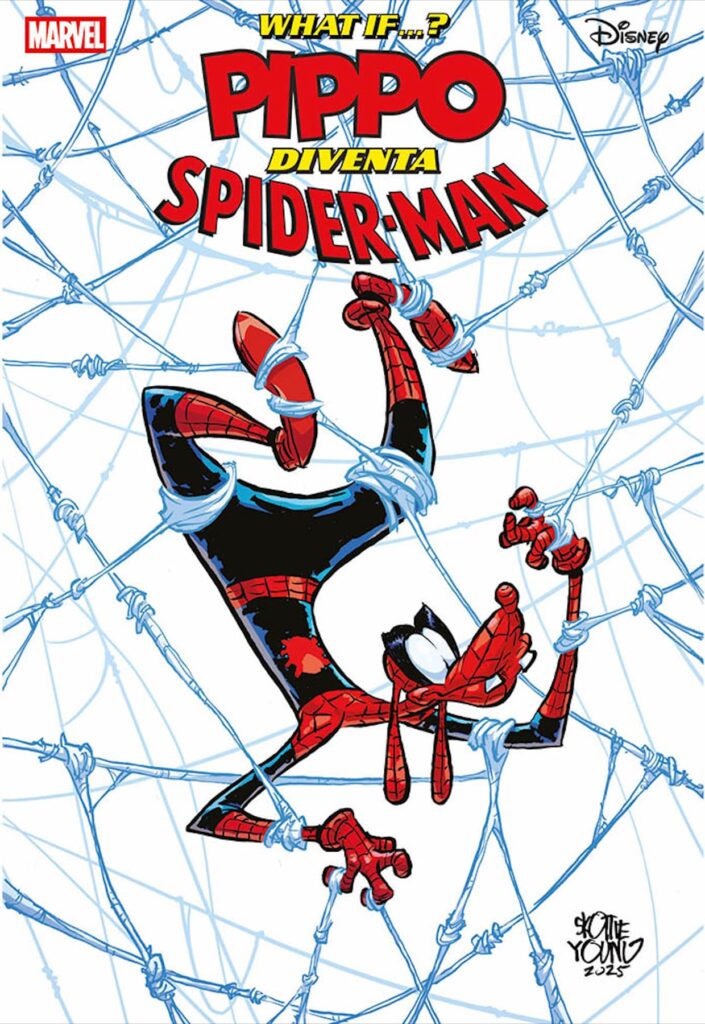 Letture estive per ragazzi Pippo personaggio dei fumetti amico di Topolino, intrappolato in una ragnatela - la copertina del fumetto